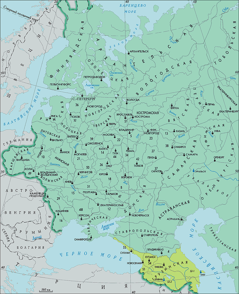 Карта епархий Европейской части России конец 19 века